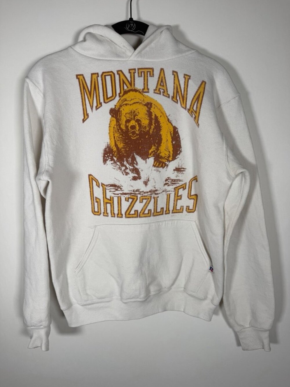 Vintage 90s Russell Athletic Montana Grizzlies graphic white hoodie retro S